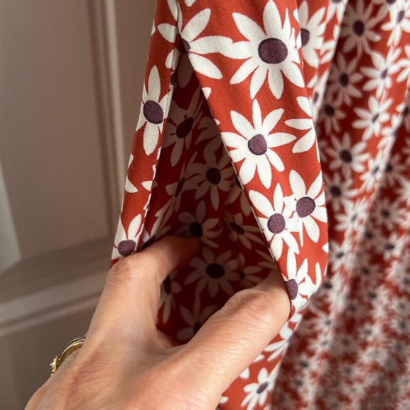 Madewell Rust Red/White Floral Women's Midi Dress. Size Small. - Picture 10 of 14